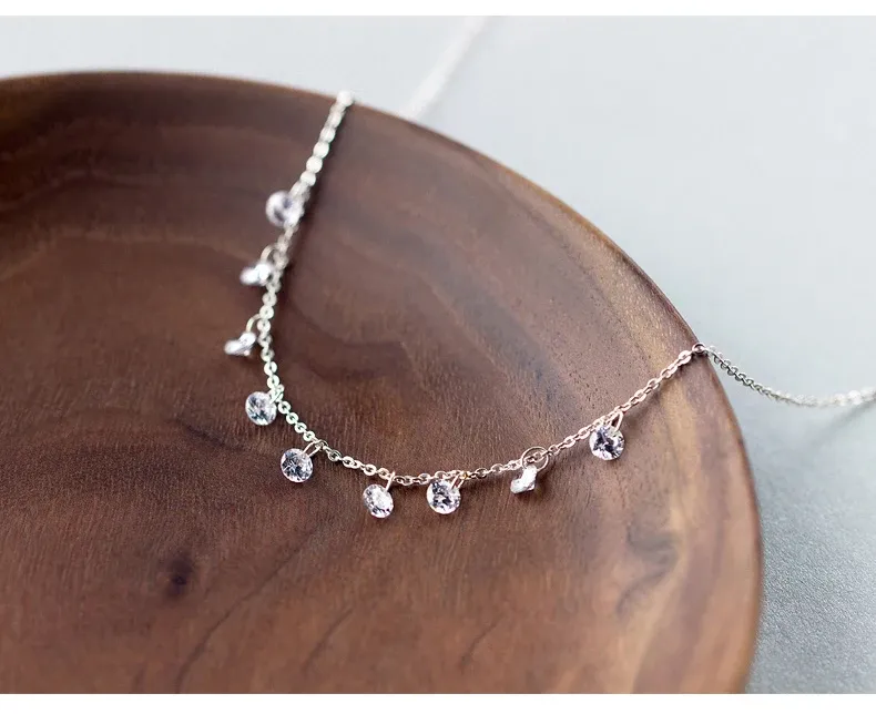 MODIAN 925 Sterling Silver Round CZ Link Necklace