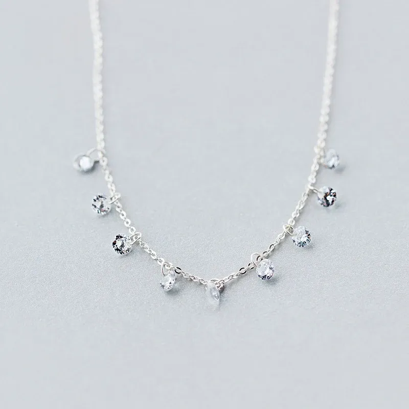 MODIAN 925 Sterling Silver Round CZ Link Necklace