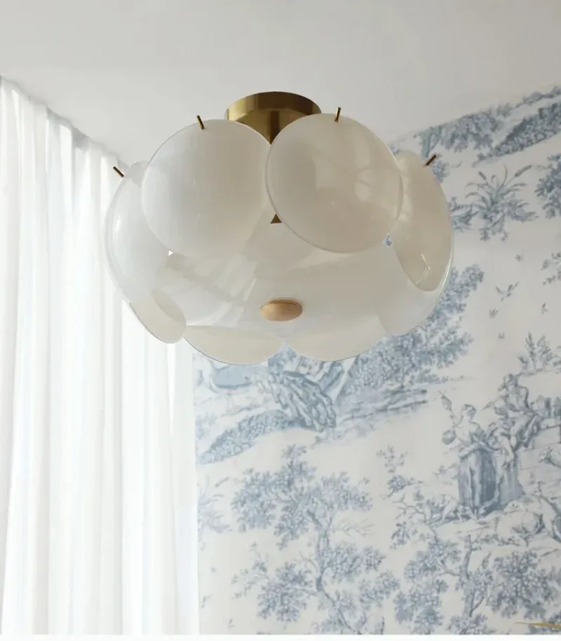 Cream Glass Surface-Mounted Ceiling Light