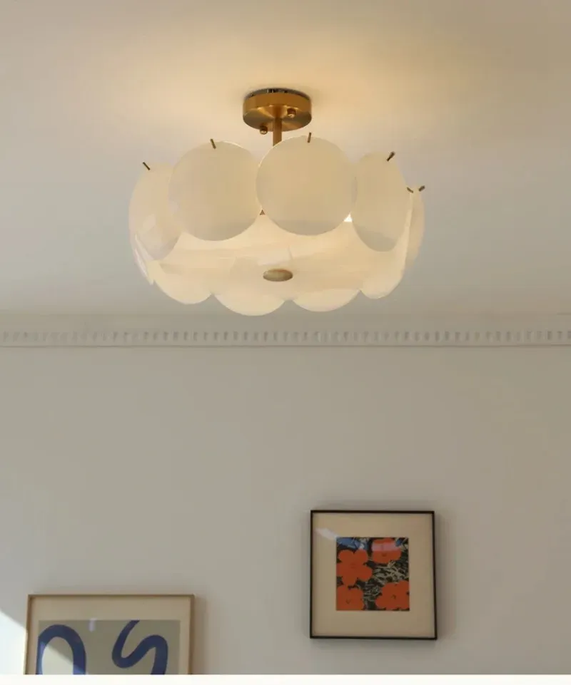 Cream Glass Surface-Mounted Ceiling Light