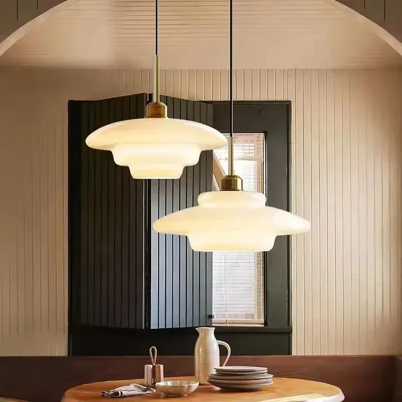 Nordic Cream Glass E27 Cord Pendant Lamp