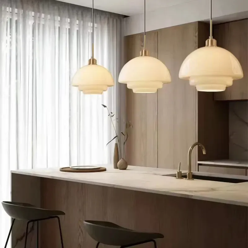 Nordic Cream Glass E27 Cord Pendant Lamp