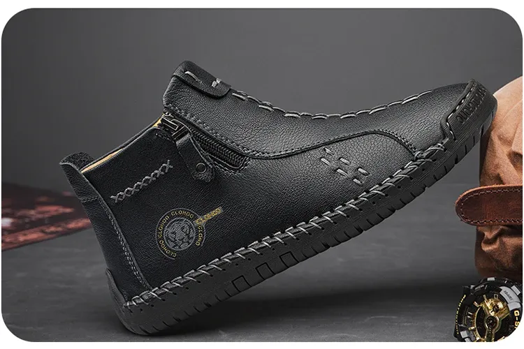 CLOHOO Retro Ankle Boots with Side Zip for Everyday Walking