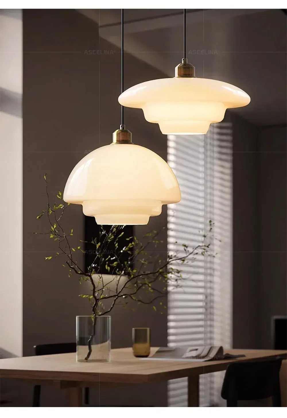 Nordic Cream Glass Cord Pendant Light