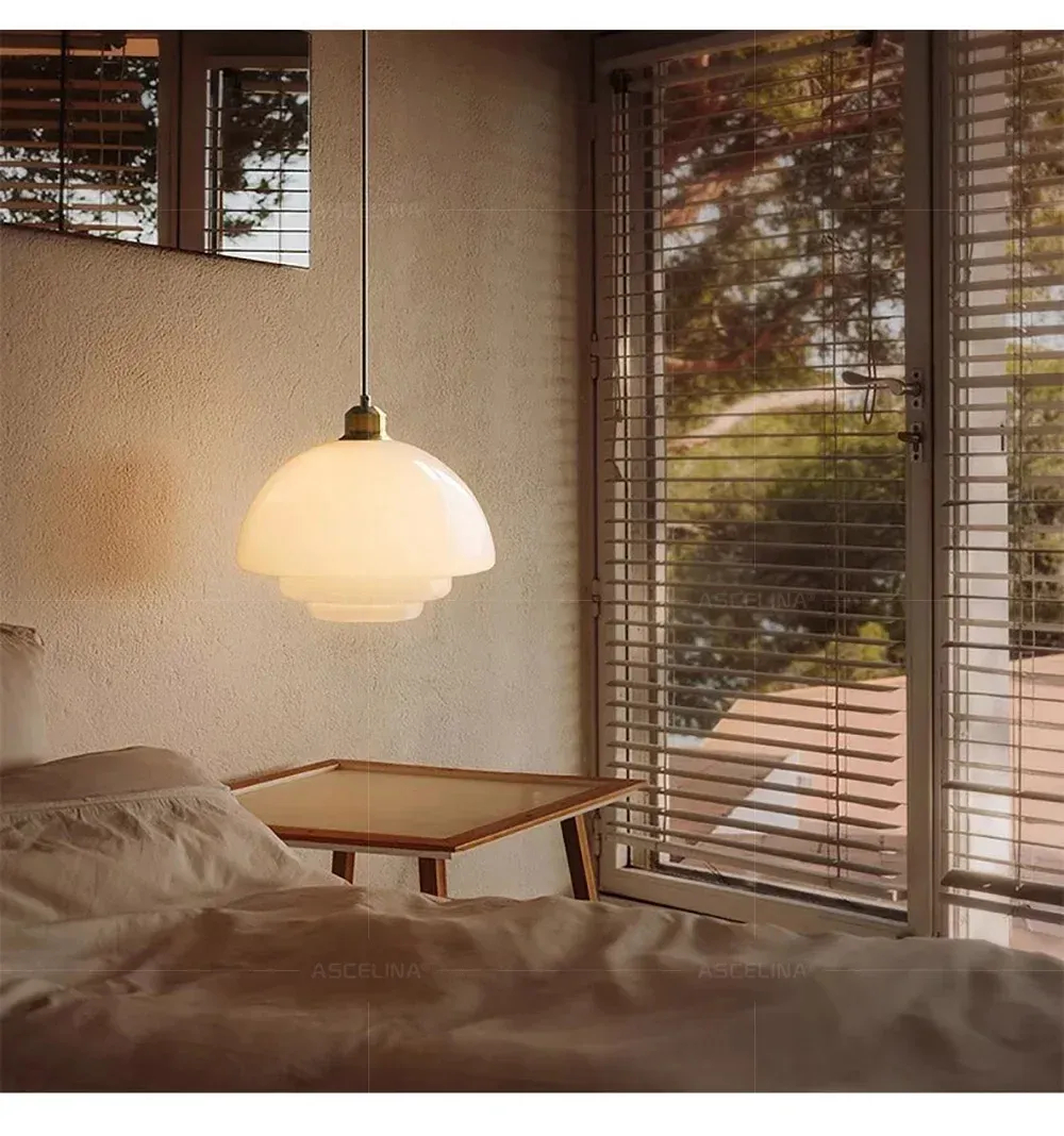 Nordic Cream Glass Cord Pendant Light
