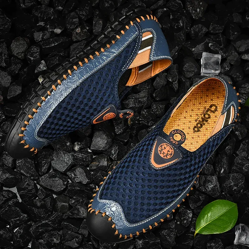 CLOHOO Men's Breathable Leather Hiking Sandals