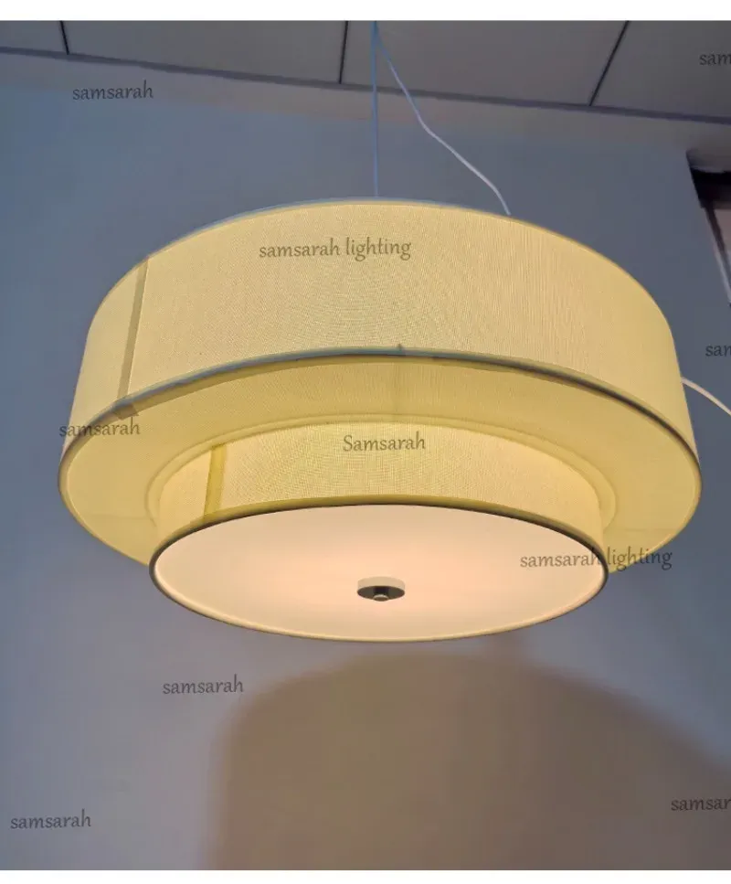 Rounded Fabric Cord Pendant Light