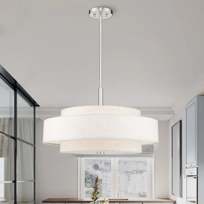 Rounded Fabric Cord Pendant Light