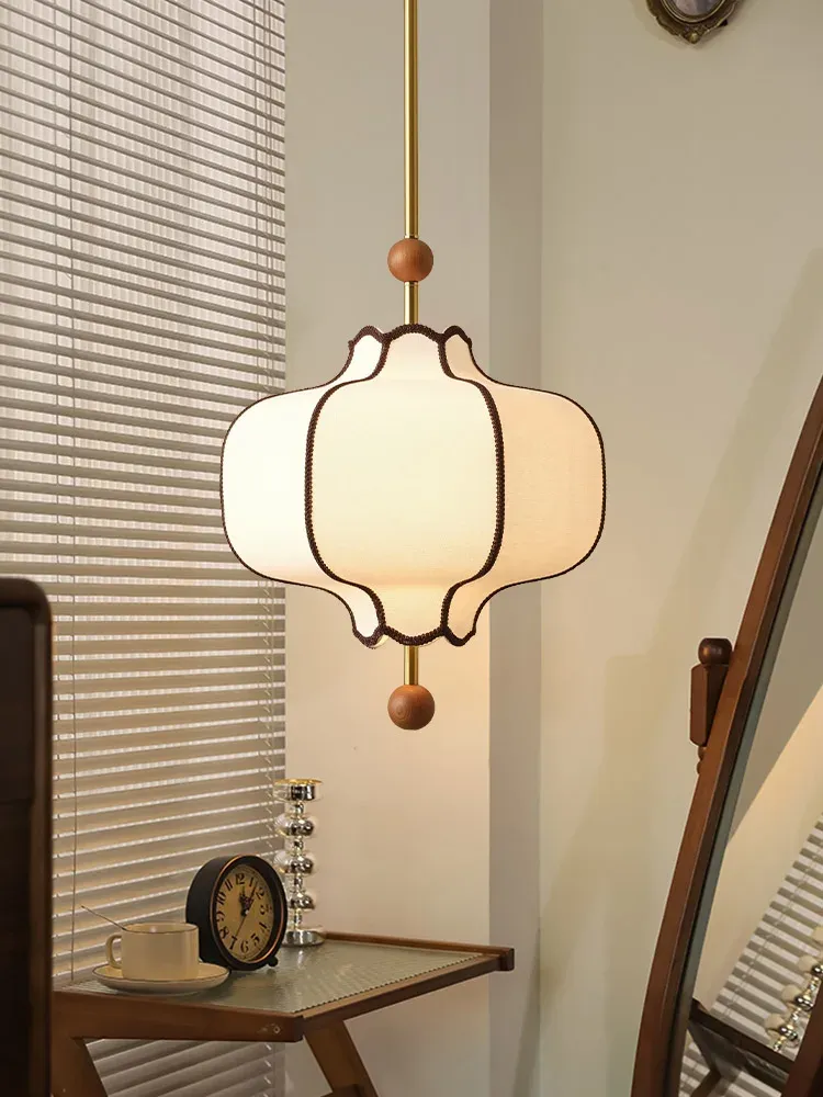 Japanese-Style Fabric Pendant Light with LED Bulb