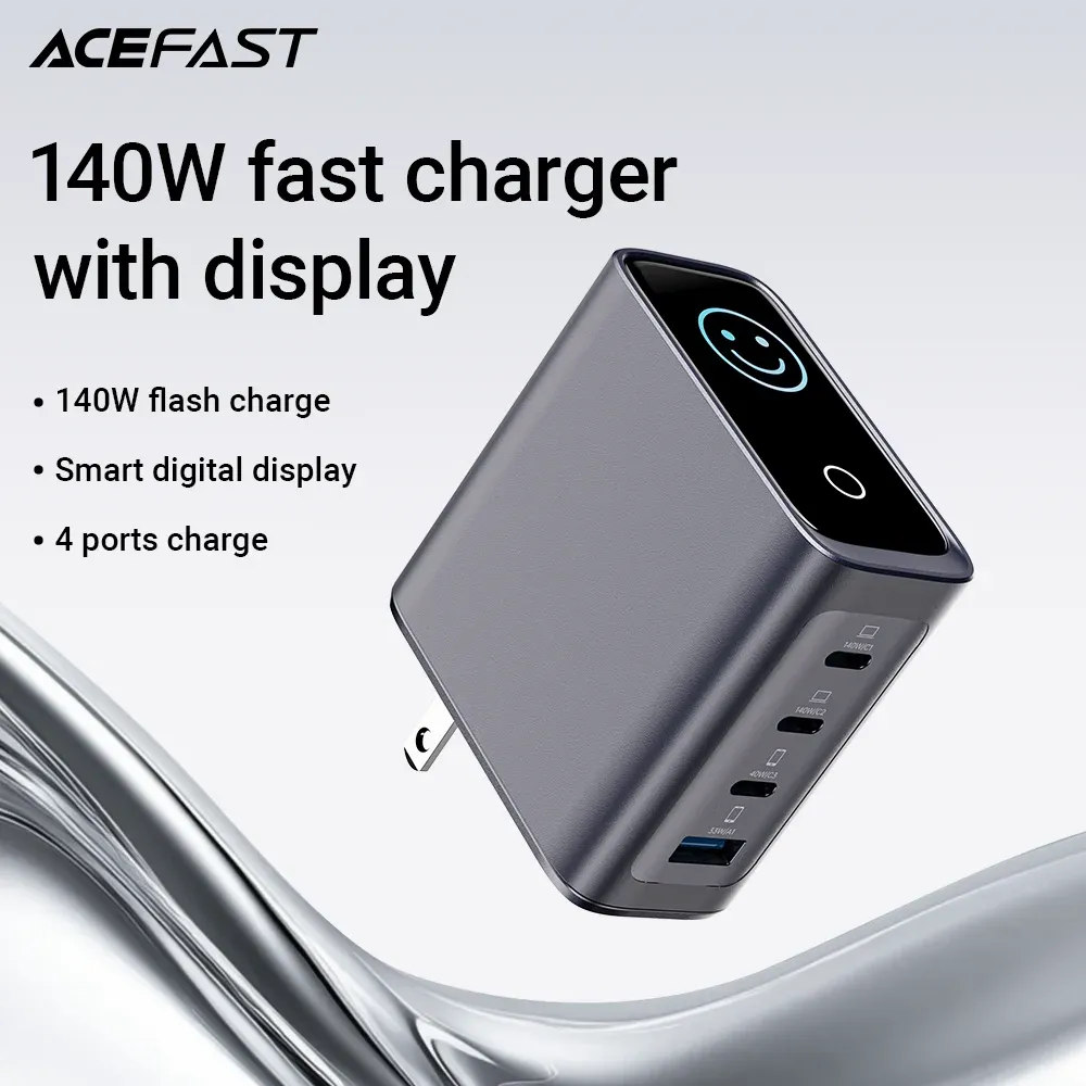 ACEFAST 140W GaN USB-C Travel Charger with LED Display