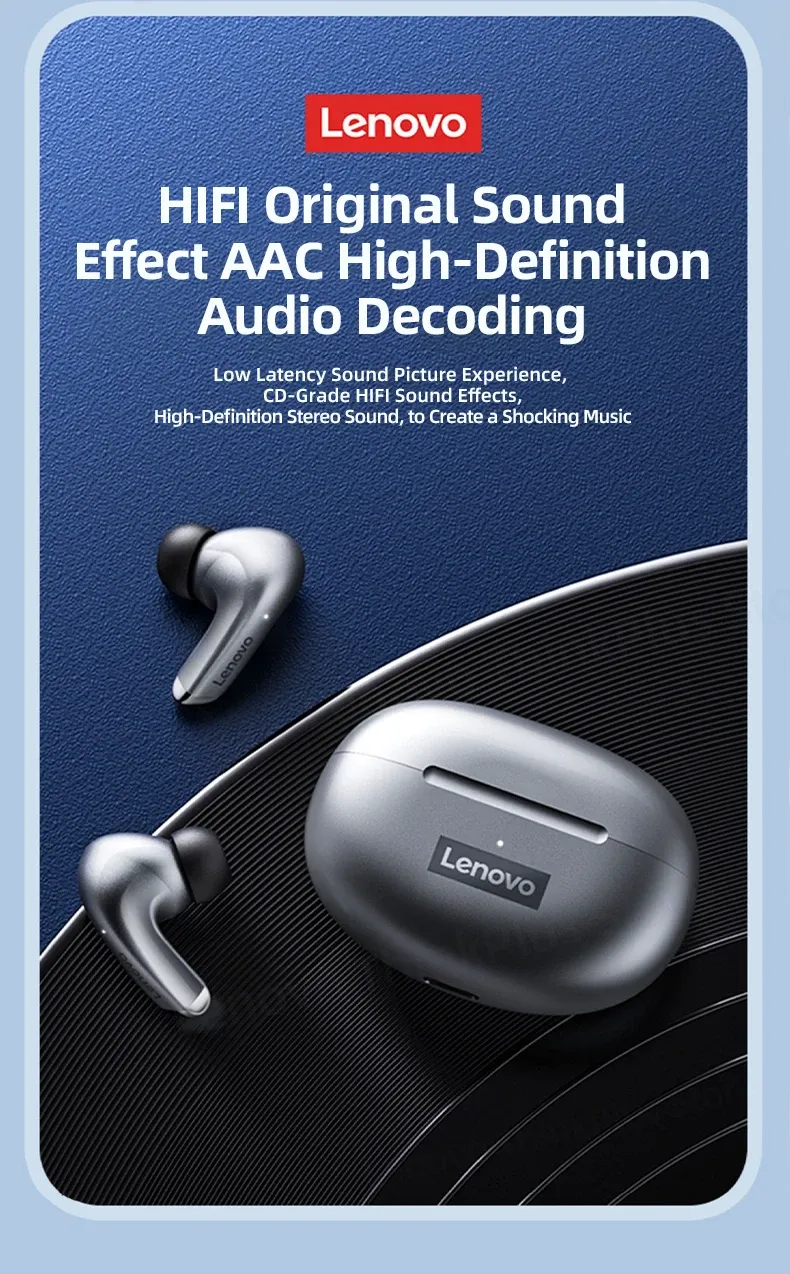 Lenovo LP5 Wireless Earbuds with Mic and Type-C Case
