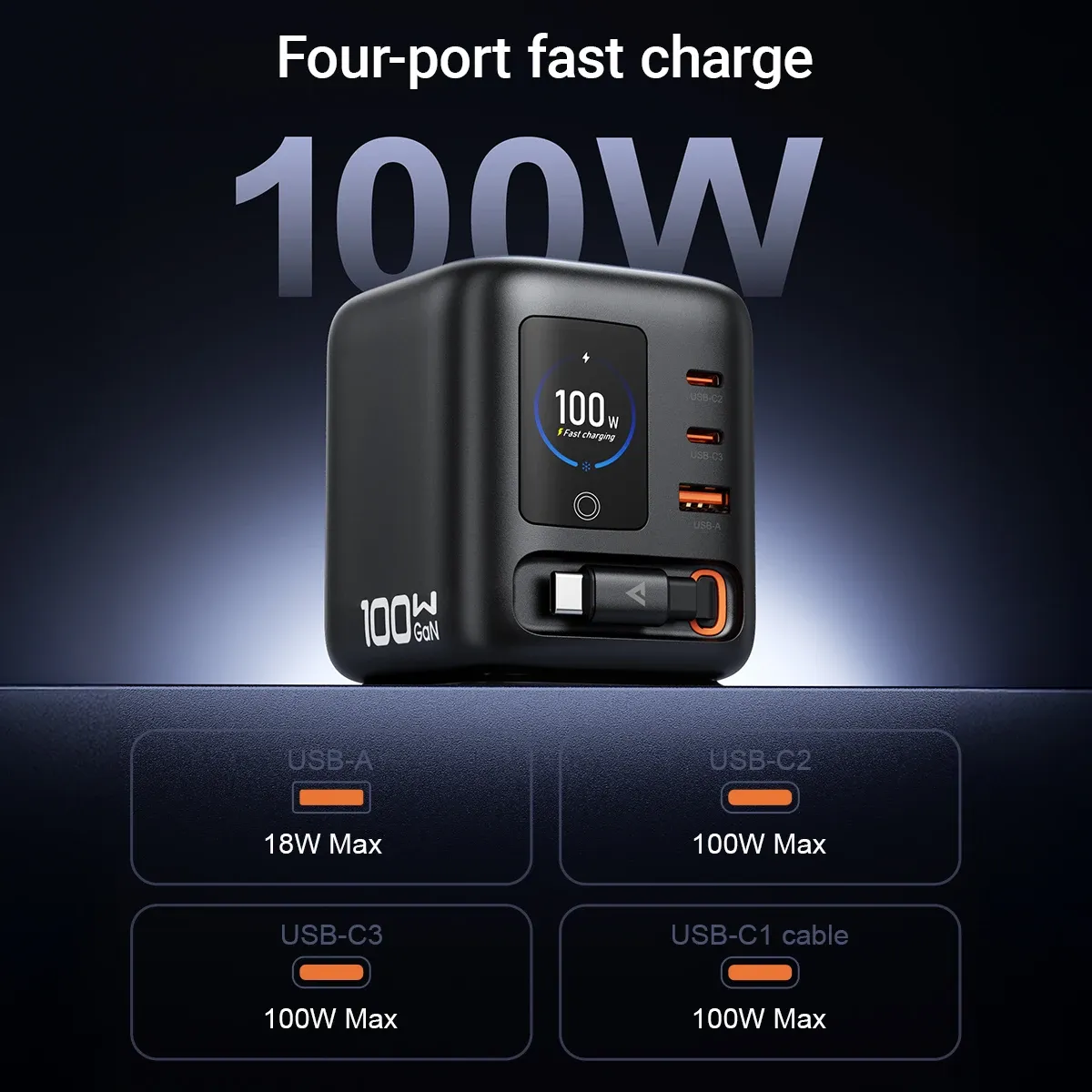 ACEFAST Z10 100W GaN Desktop Charging Station with TFT Display