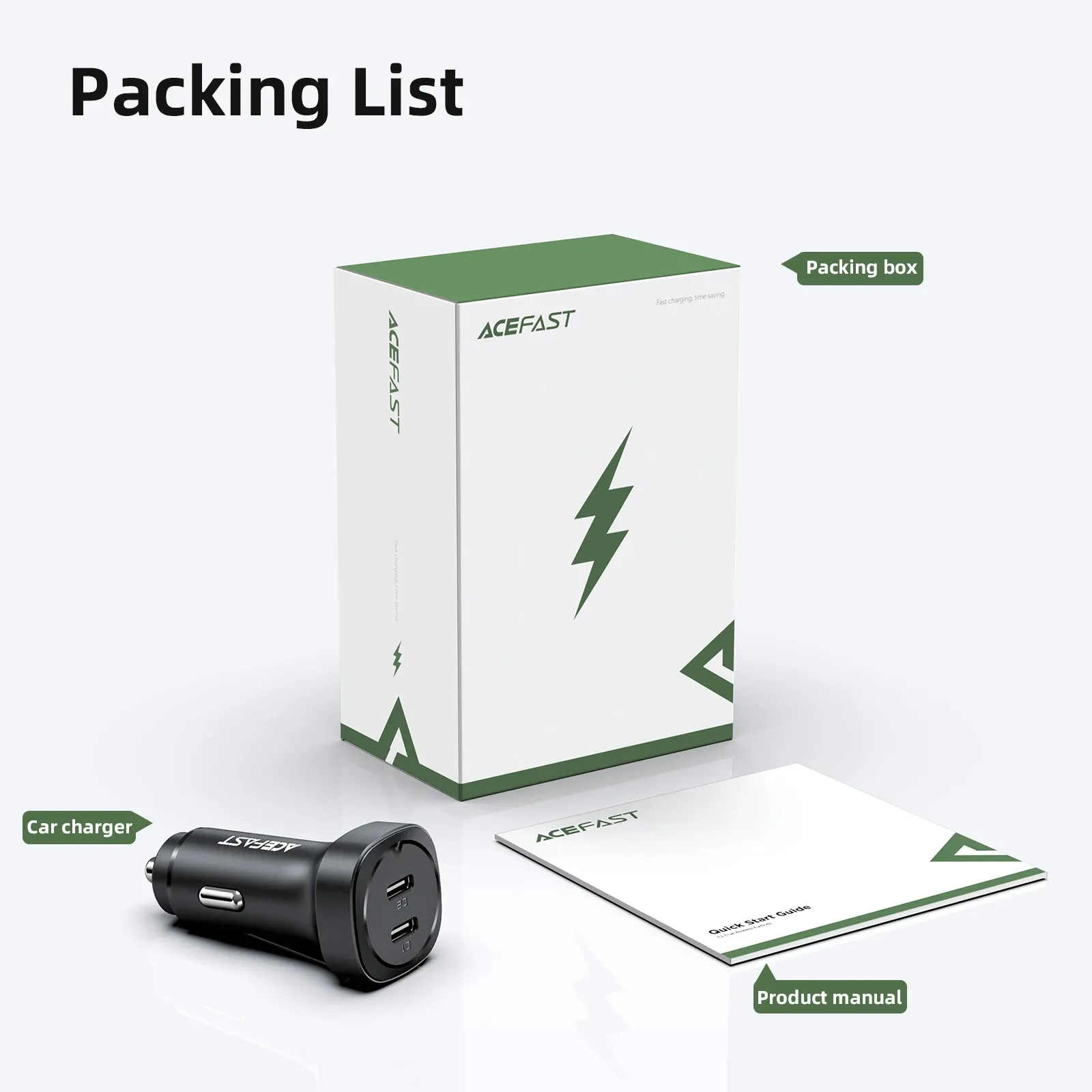 ACEFAST B2 Dual USB-C 72W Zinc Alloy Car Charger