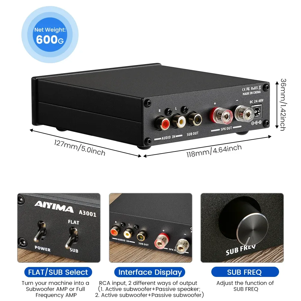 AIYIMA A3001 Mono Subwoofer Power Amplifier