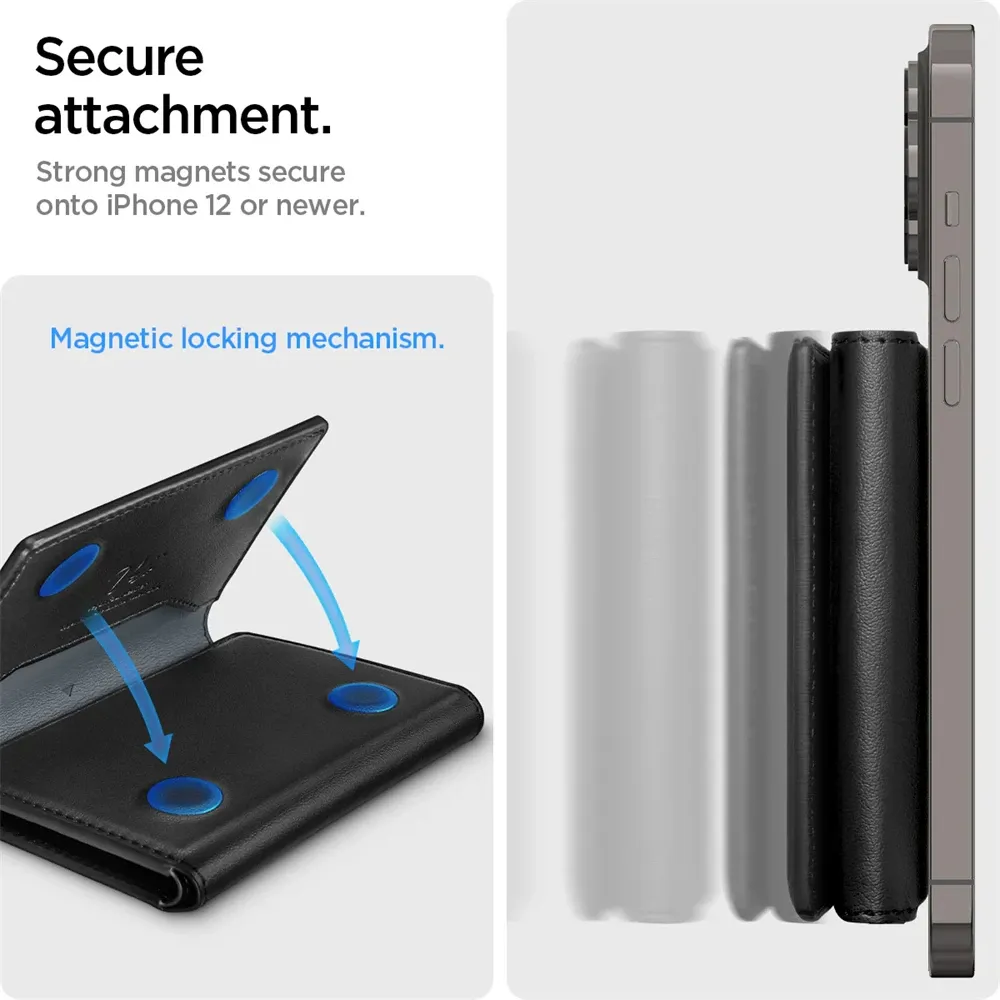 Spigen Magnetic Leather Card Holder Wallet Case for iPhone 17 Pro Max