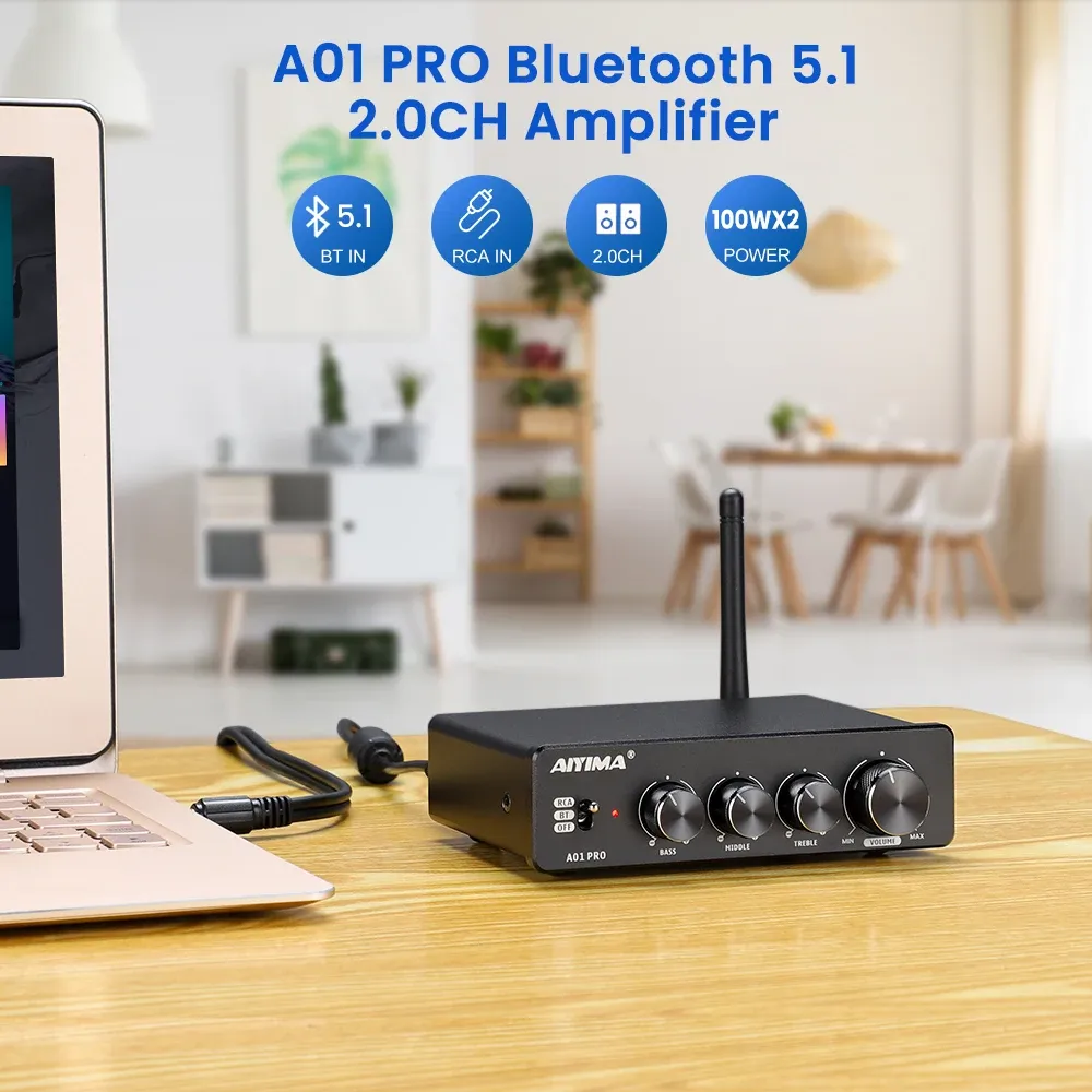 AIYIMA A01 PRO Bluetooth Stereo Power Amplifier