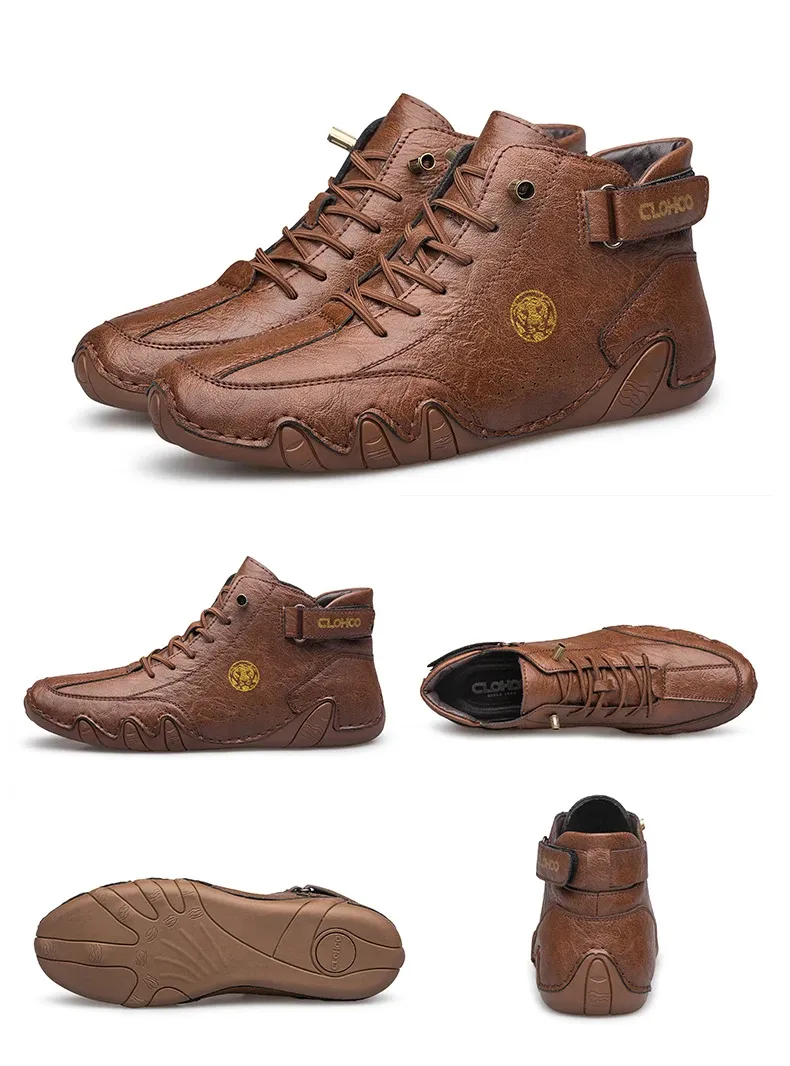 CLOHOO Hand-Sewn Chelsea Ankle Boots for Men