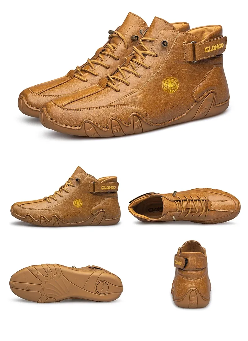 CLOHOO Hand-Sewn Chelsea Ankle Boots for Men