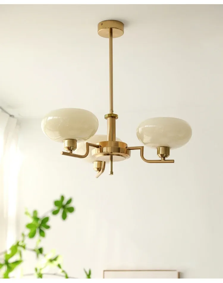 Vintage Three-Light Glass Pendant Chandelier