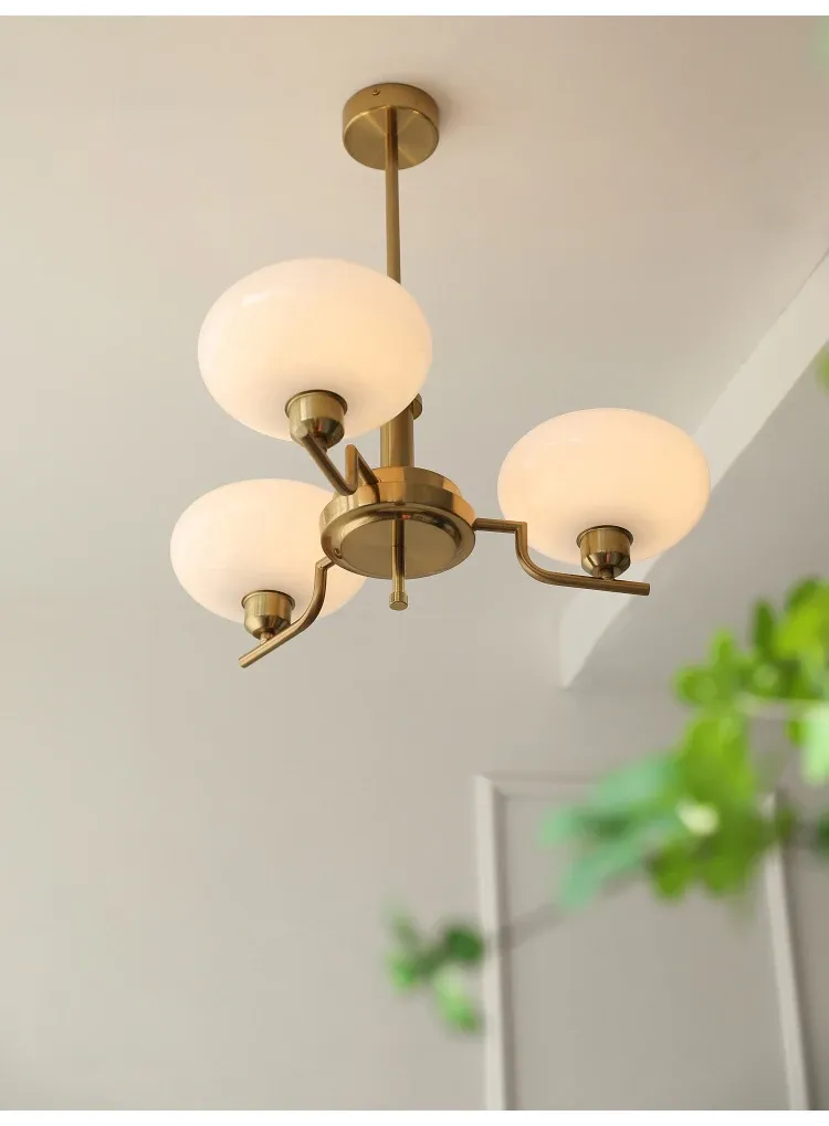 Vintage Three-Light Glass Pendant Chandelier
