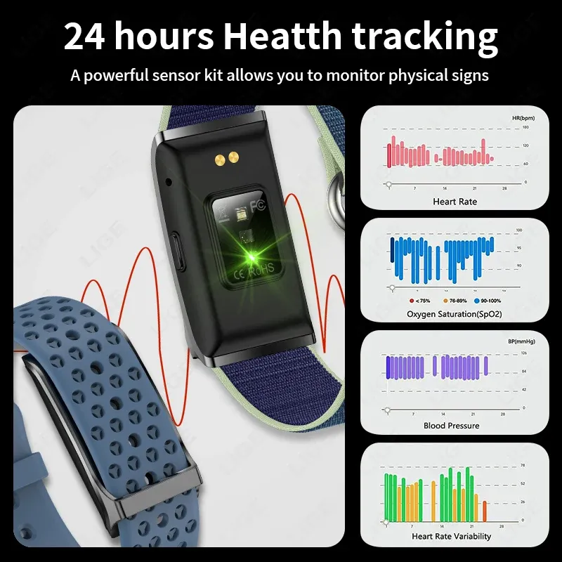 LIGE Smart Fitness Band with Heart Rate and Blood Pressure Tracking