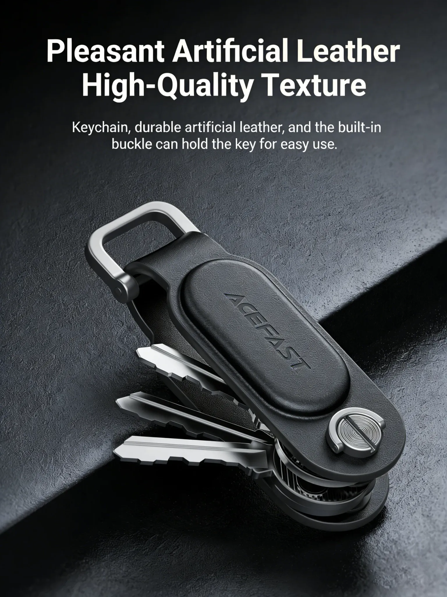 ACEFAST S4 Apple Find My PU Leather Tracking Keychain