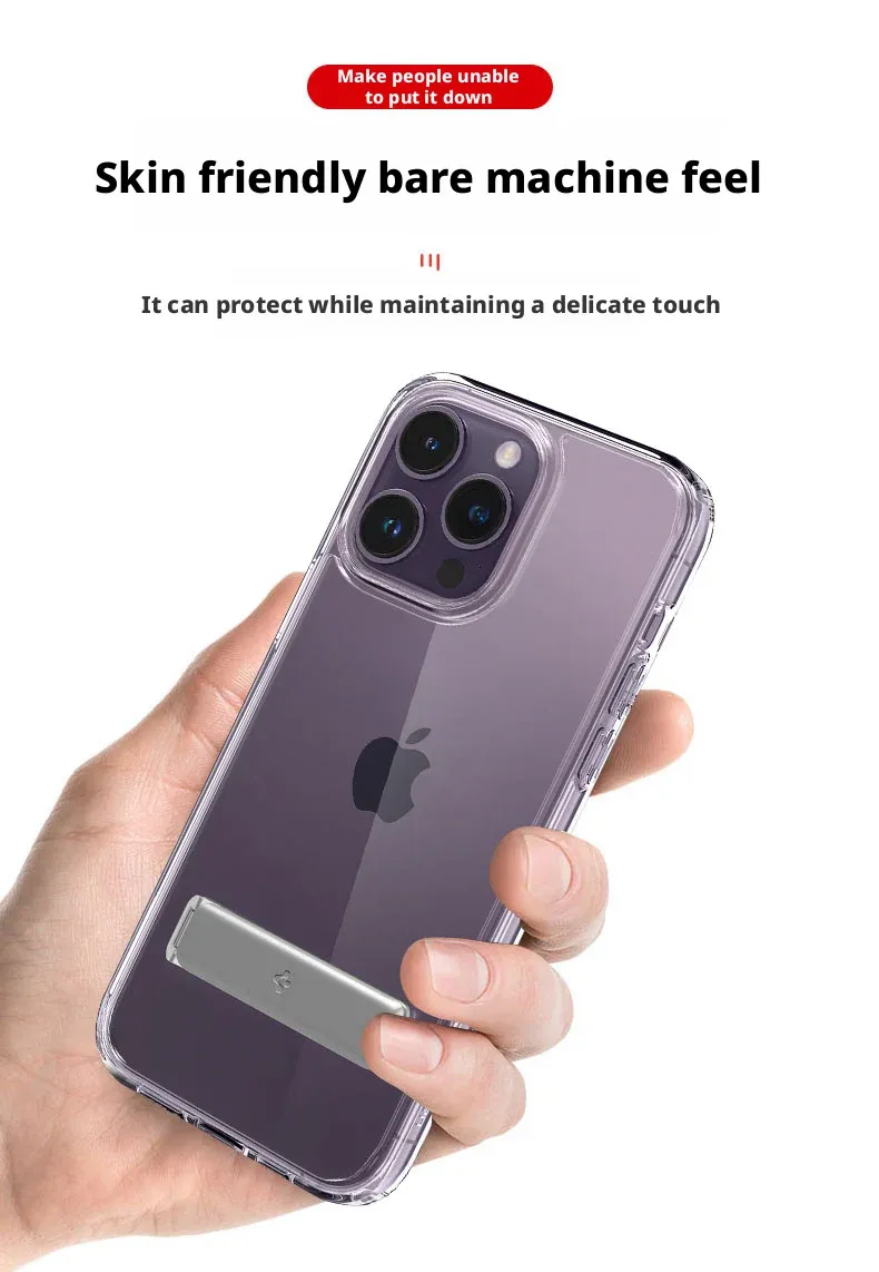 Spigen Ultra Hybrid Transparent Case with Folding Stand for iPhone 12–17 Pro Max
