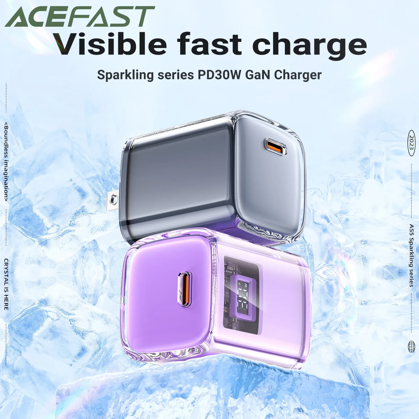 ACEFAST A55 Crystal GaN 30W USB-C Fast Wall Charger