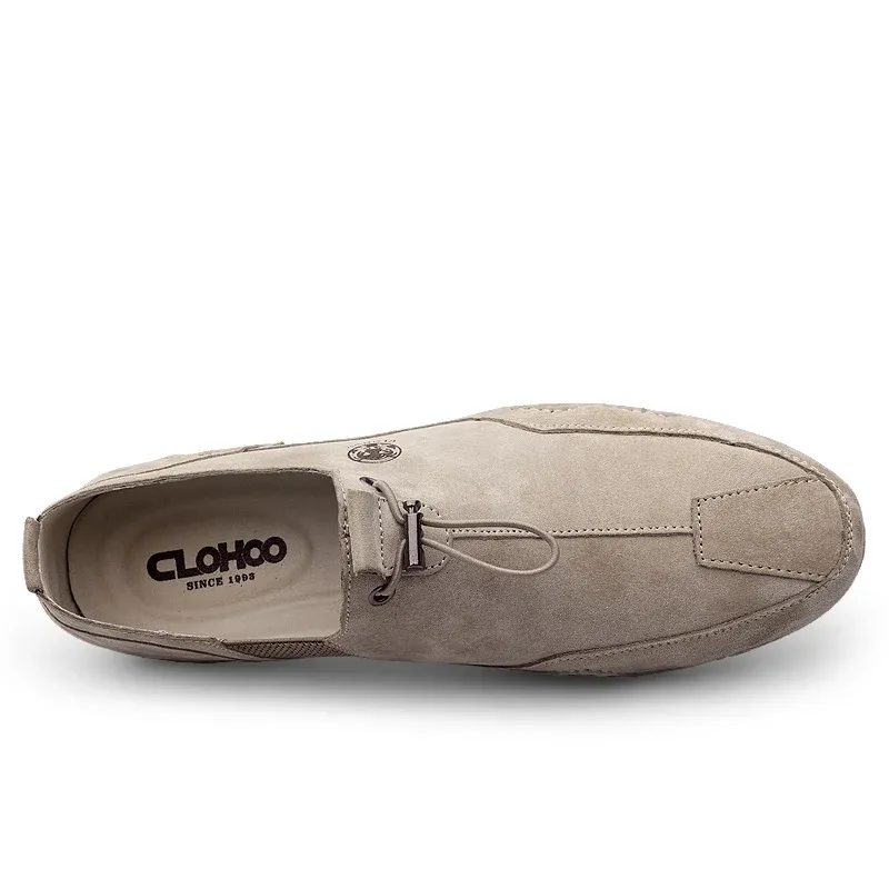 CLOHOO Leather Slip-On Boat Shoes for Men