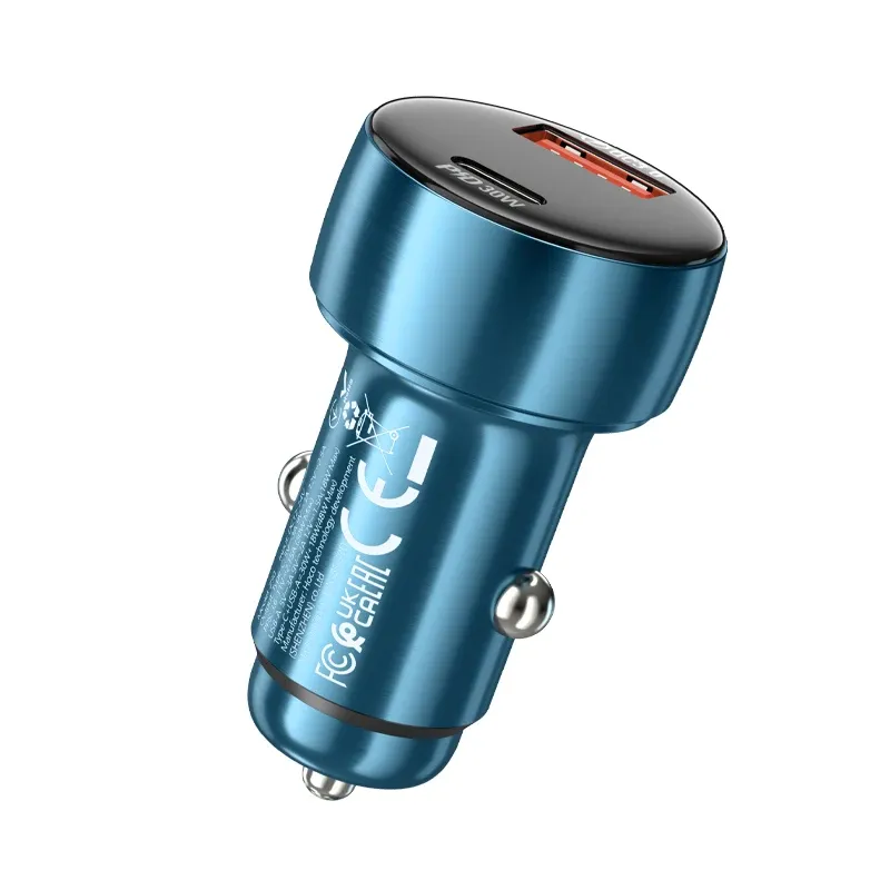 HOCO Z50 30W Dual-Port Car Charger with Digital Display