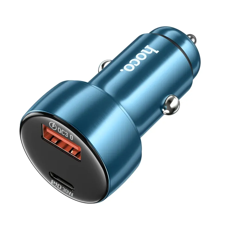 HOCO Z50 30W Dual-Port Car Charger with Digital Display