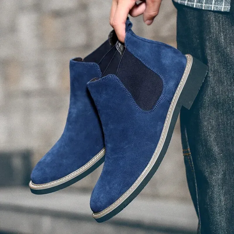 CLOHOO Handmade Genuine Leather Chelsea Ankle Boots