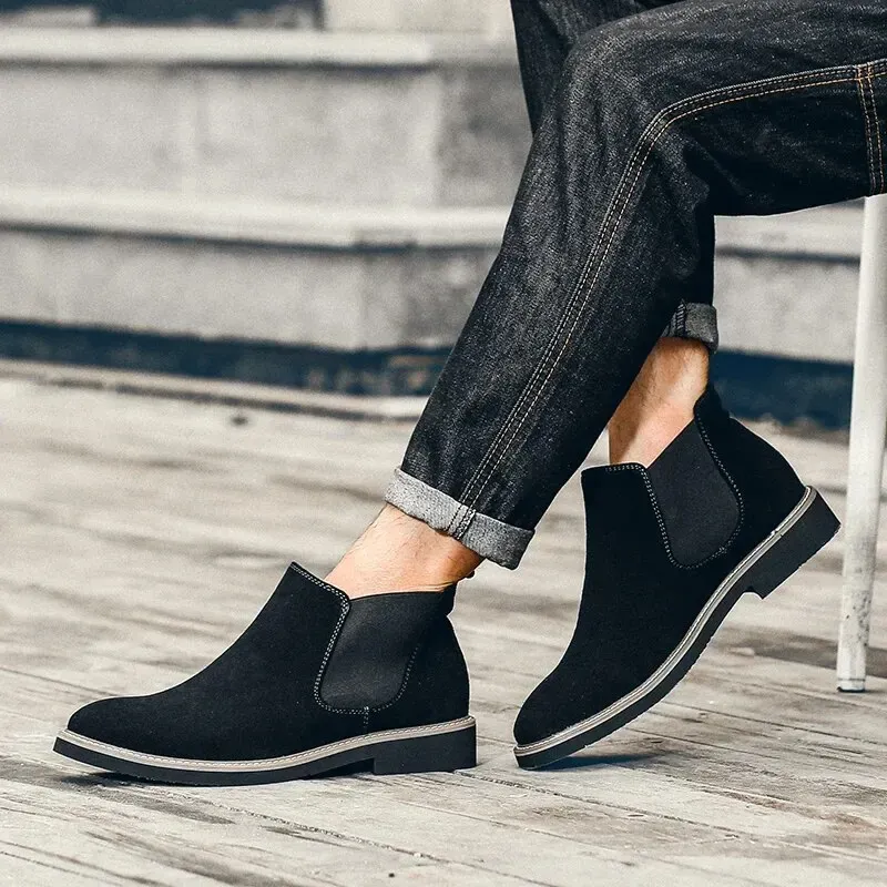 CLOHOO Handmade Genuine Leather Chelsea Ankle Boots