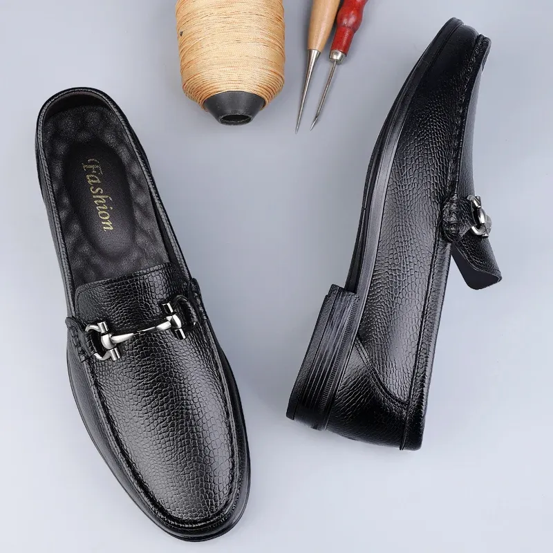 Retro Leather Slip-On Loafers for Men