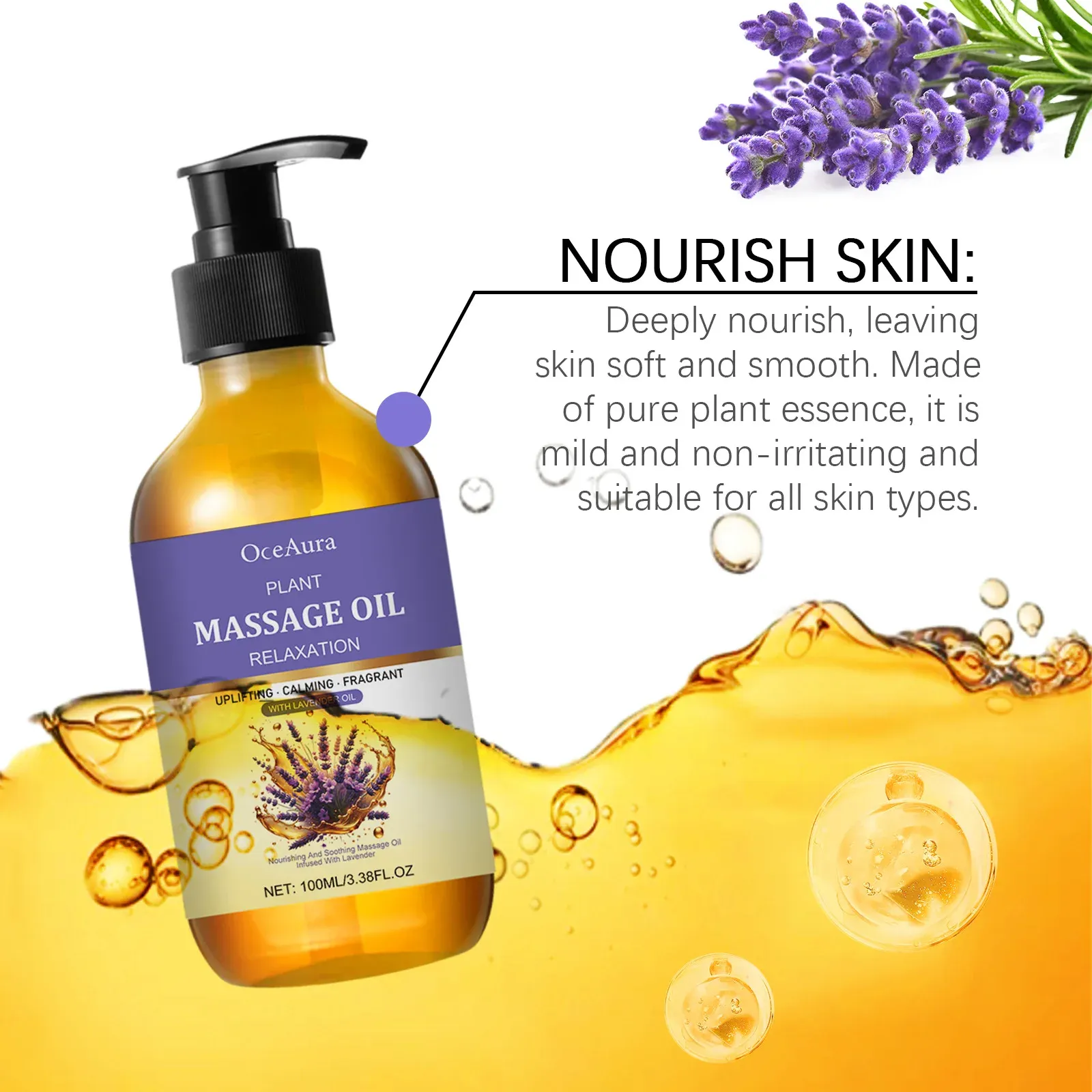 Lavender Body Massage Oil with Moisturising and Relaxing Care