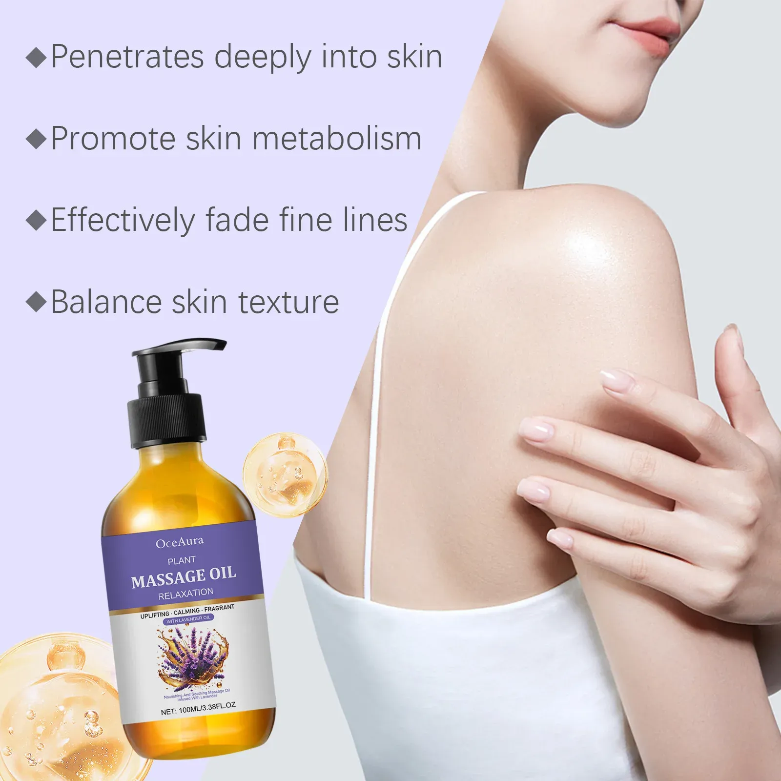Lavender Body Massage Oil with Moisturising and Relaxing Care