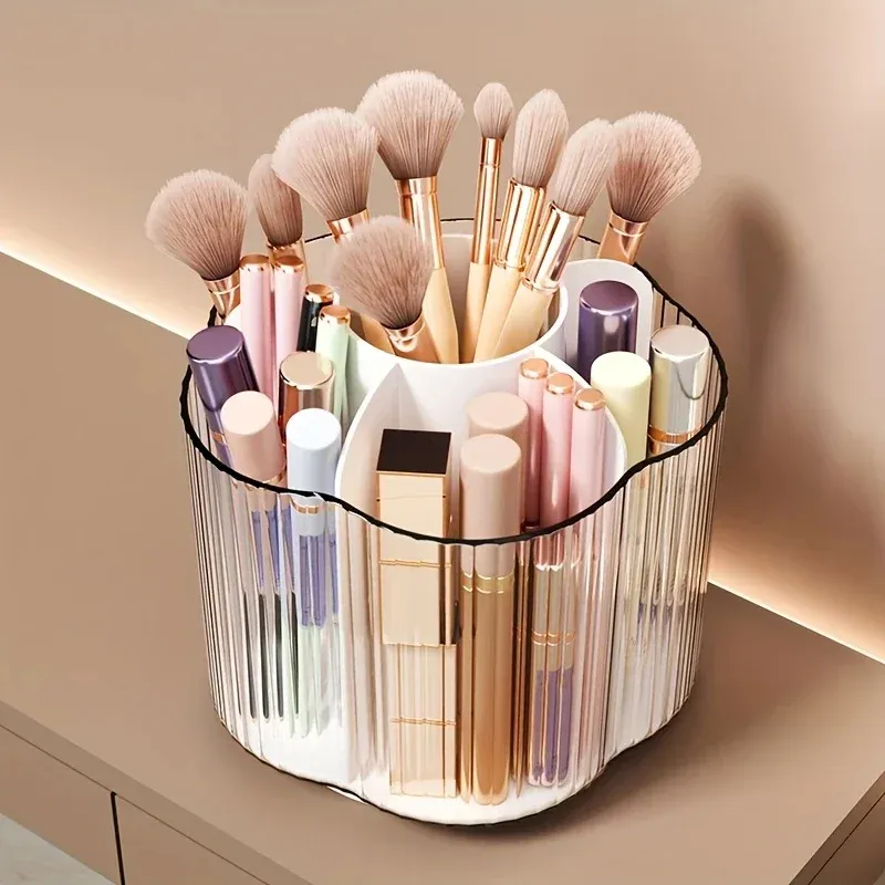 Rotating 6-Grid Acrylic Makeup Brush Organizer