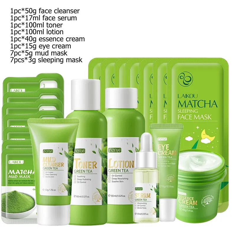 LAIKOU Green Tea & Sakura Moisturising Face Care Set