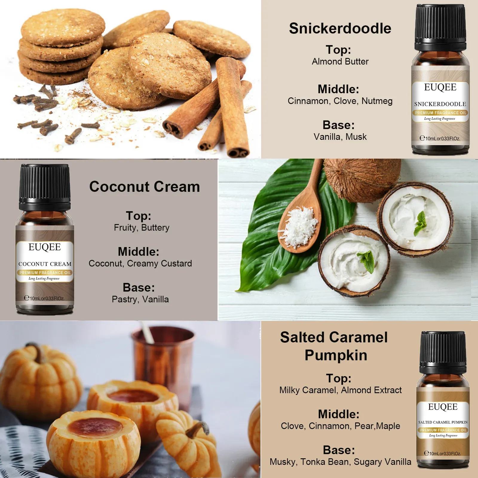 EUQEE 6-Piece Bakery Scent Oil Gift Set