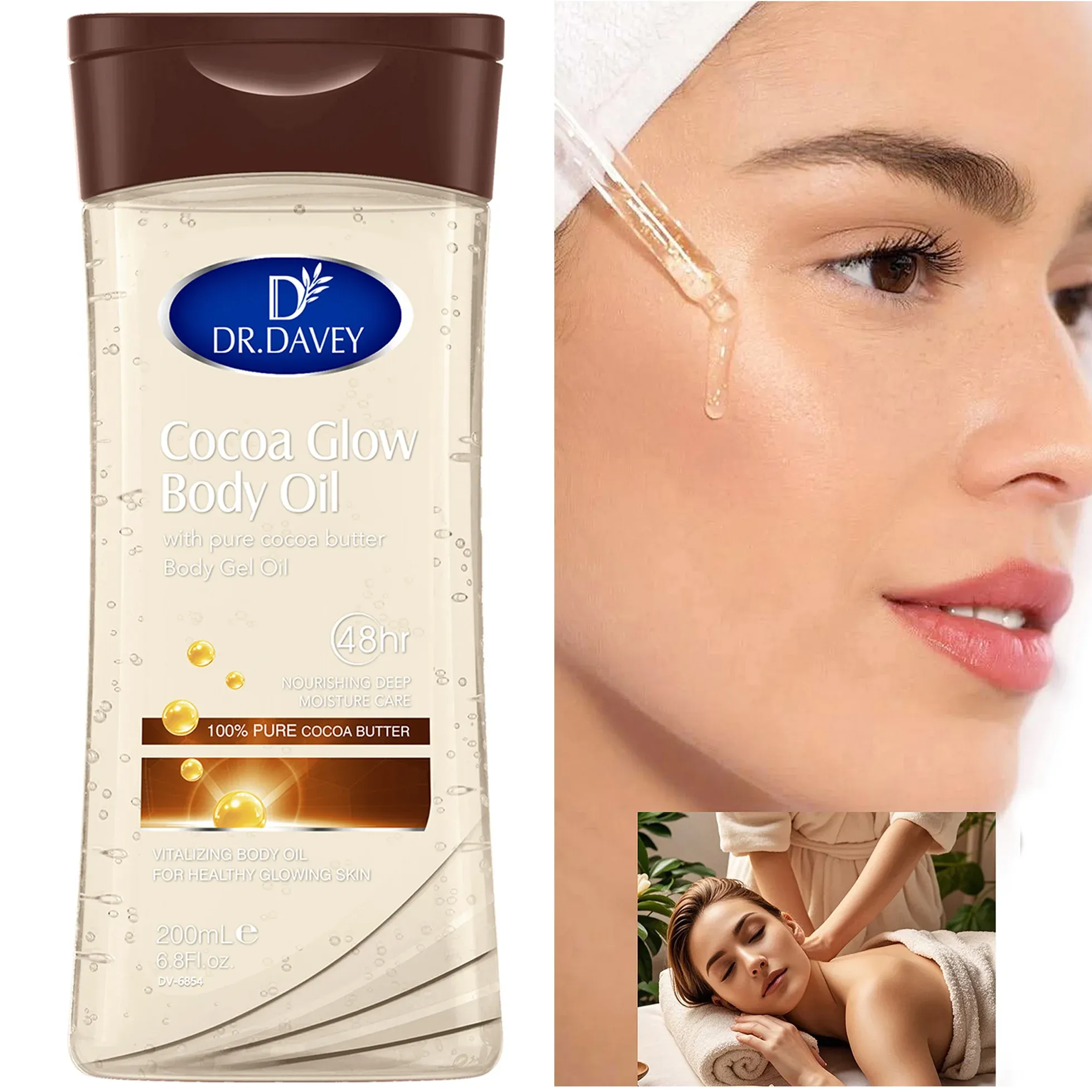 DR.DAVEY Cocoa Glow Hydrating Body Oil, 200ml