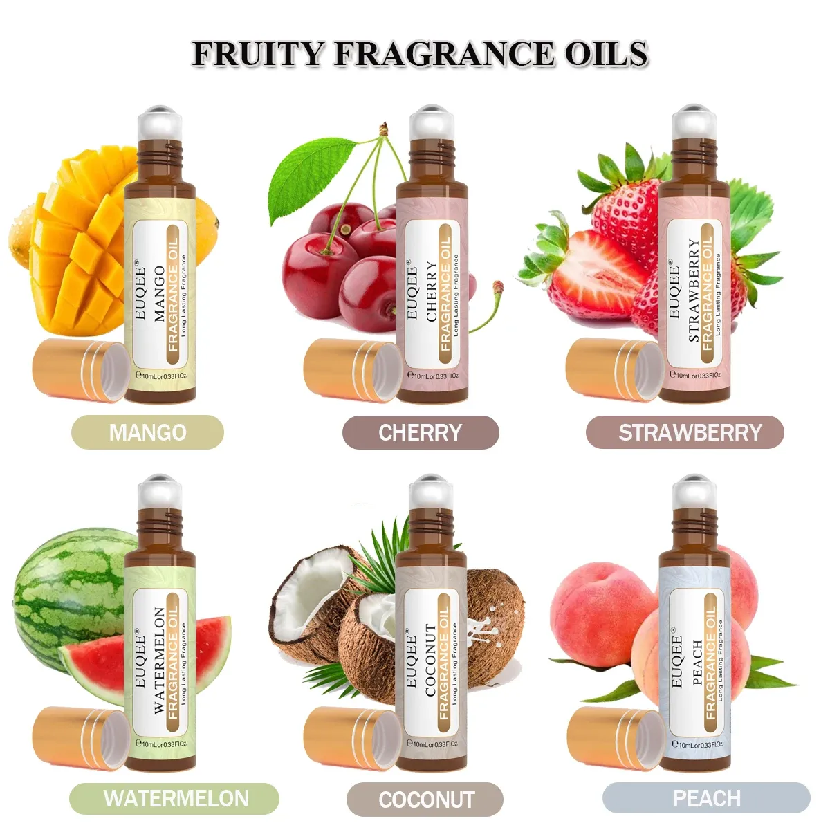 EUQEE 6-Piece Roller Fragrance Oil Set, 10ml