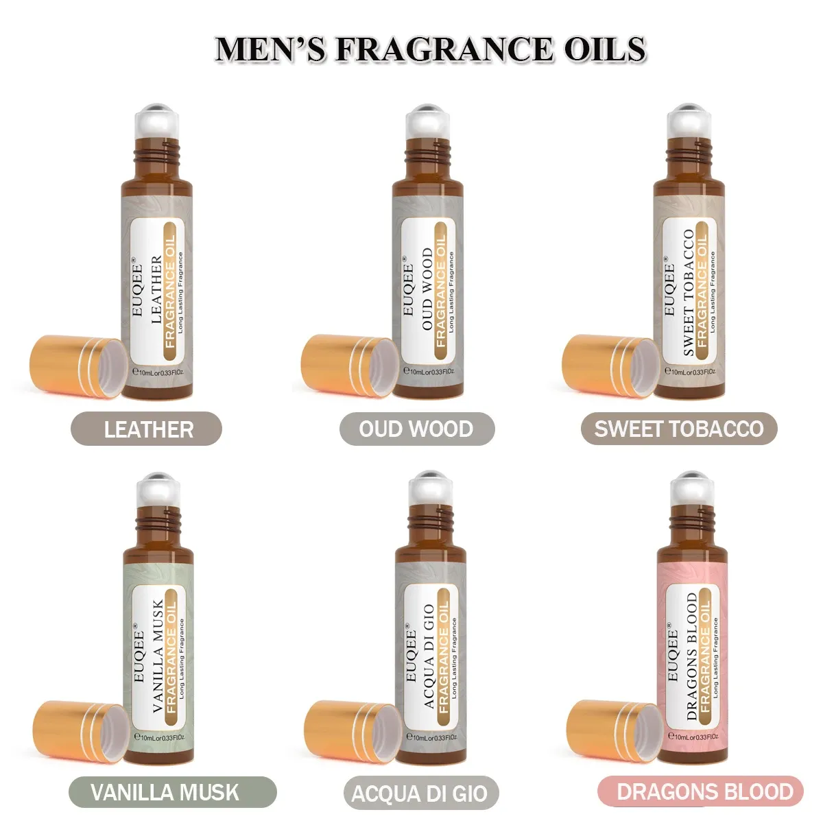 EUQEE 6-Piece Roller Fragrance Oil Set, 10ml