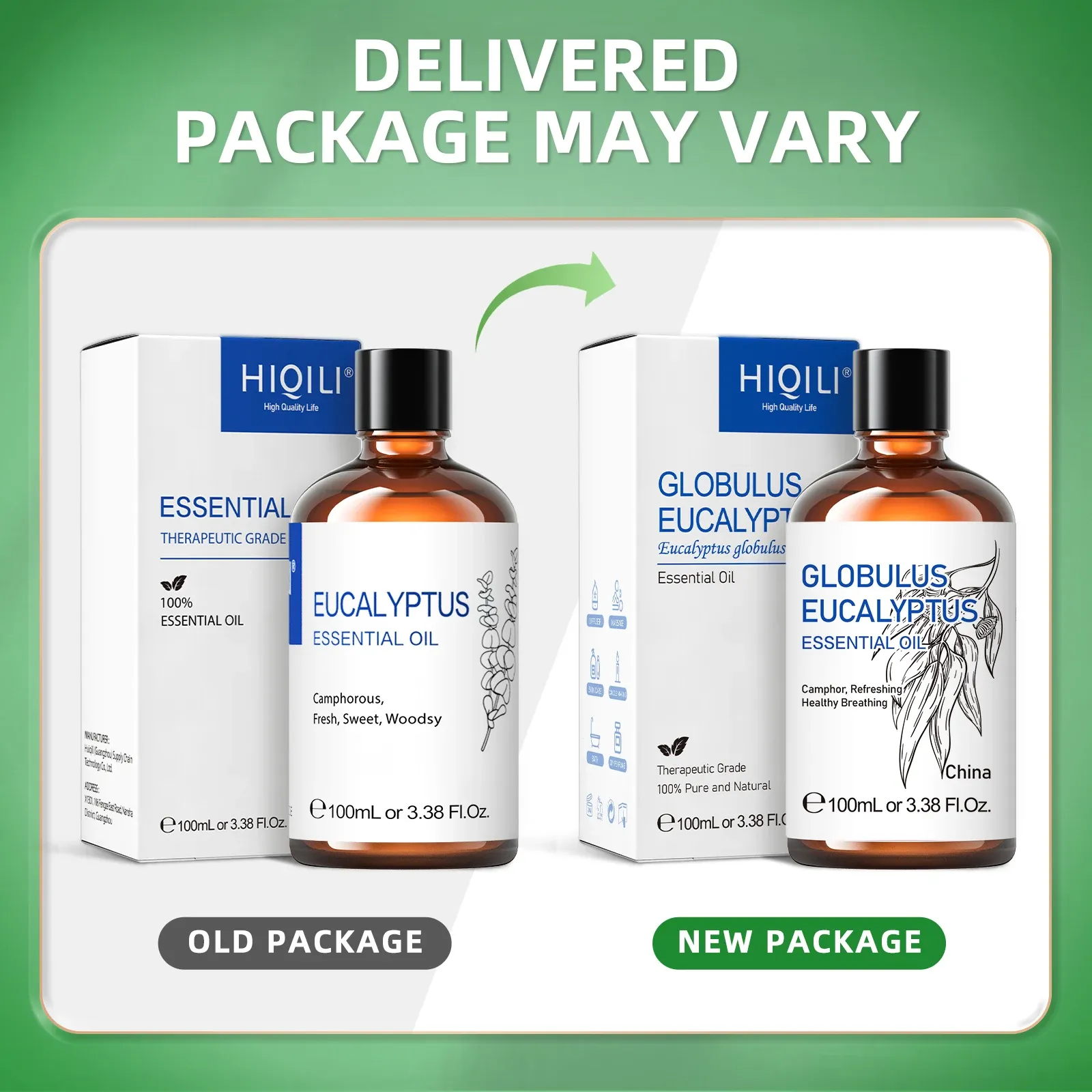 HIQILI Eucalyptus Essential Oil 100ml for Diffusers