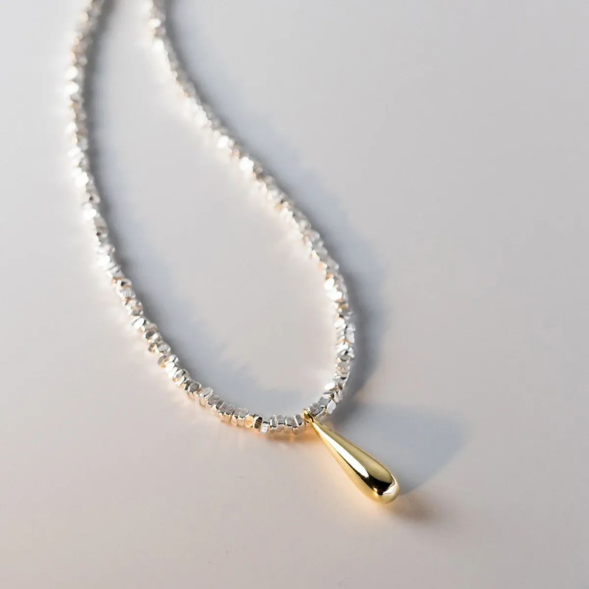 MODIAN 925 Sterling Silver Water Drop Link Chain Necklace