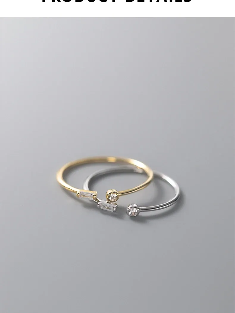 MODIAN 925 Sterling Silver Adjustable CZ Thin Wedding Ring
