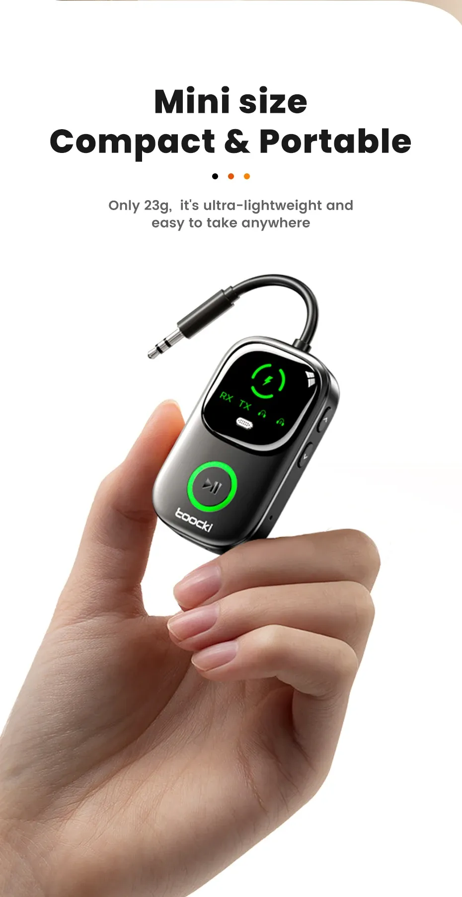 Toocki BT05 Bluetooth 5.4 AUX Receiver and Transmitter