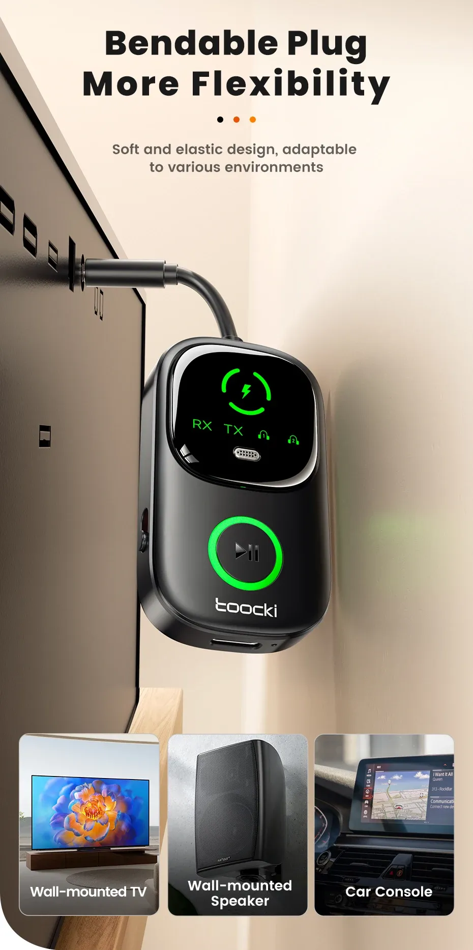 Toocki BT05 Bluetooth 5.4 AUX Receiver and Transmitter