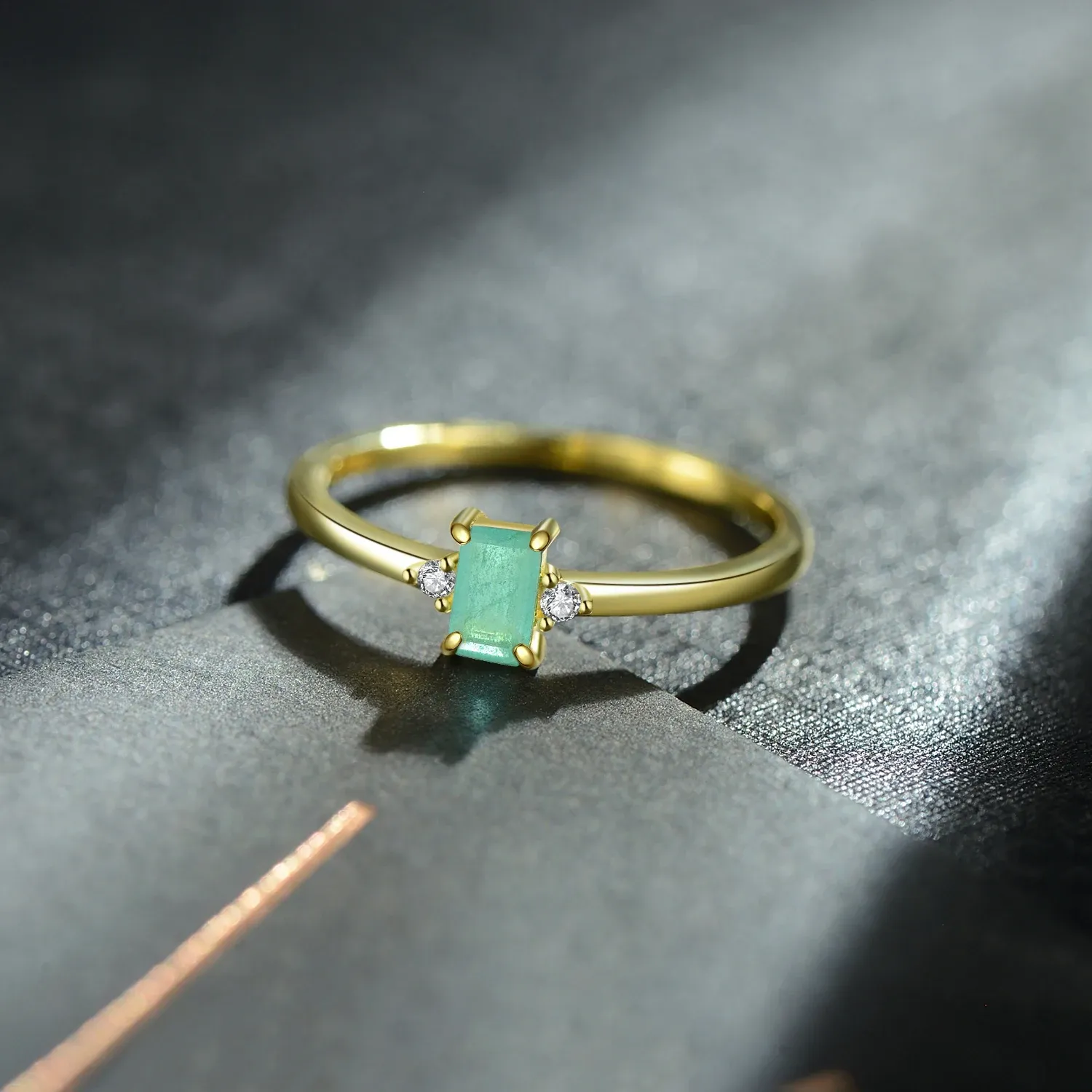 MODIAN 925 Sterling Silver Tourmaline CZ Wedding Ring