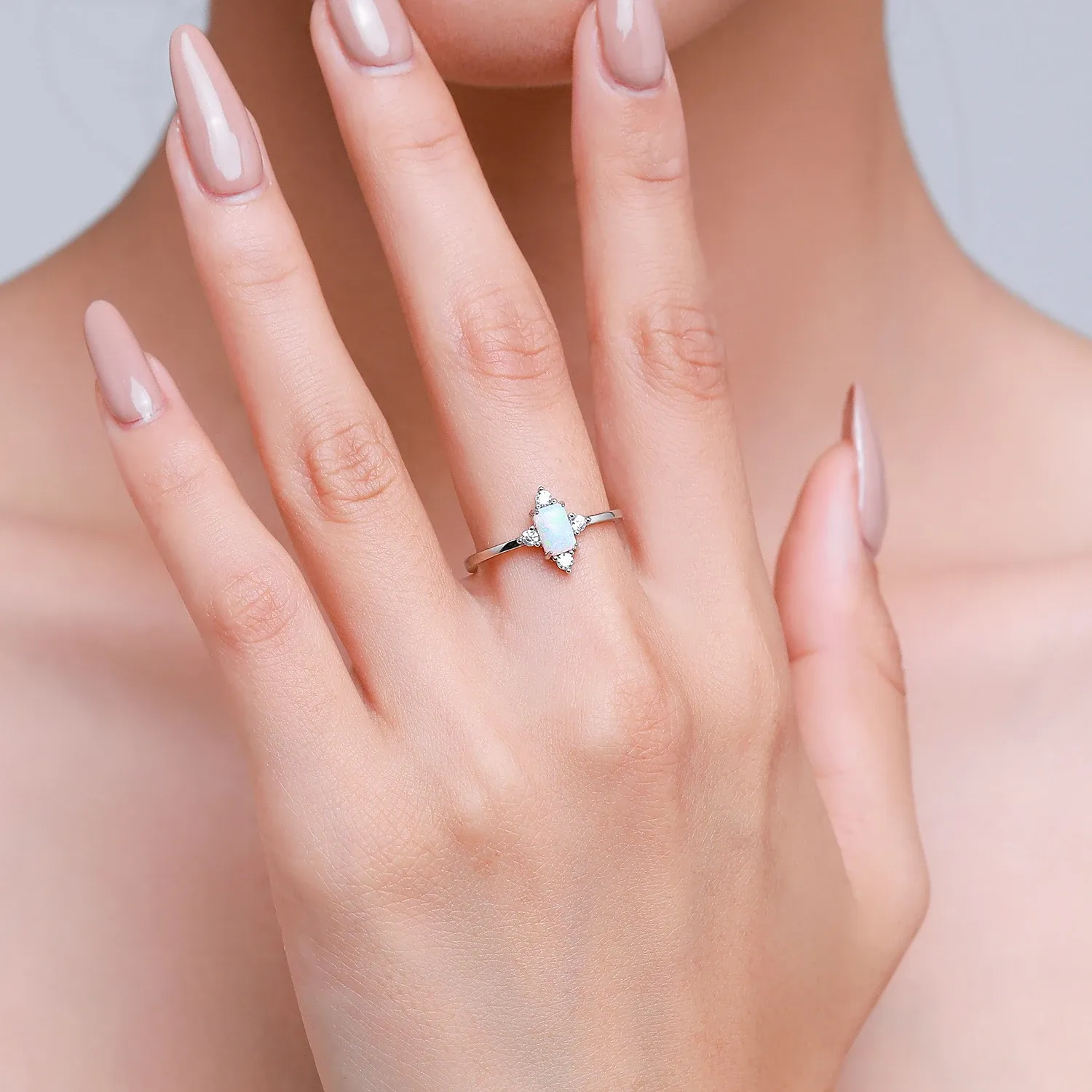MODIAN 925 Sterling Silver Crown Opal Ring