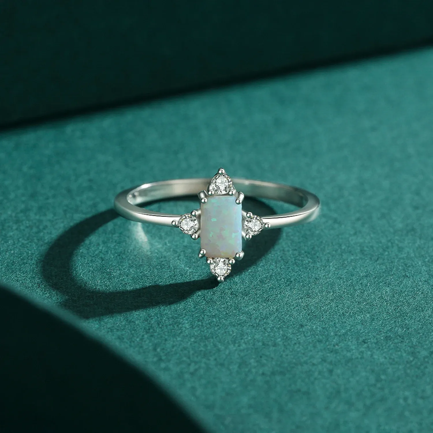 MODIAN 925 Sterling Silver Crown Opal Ring